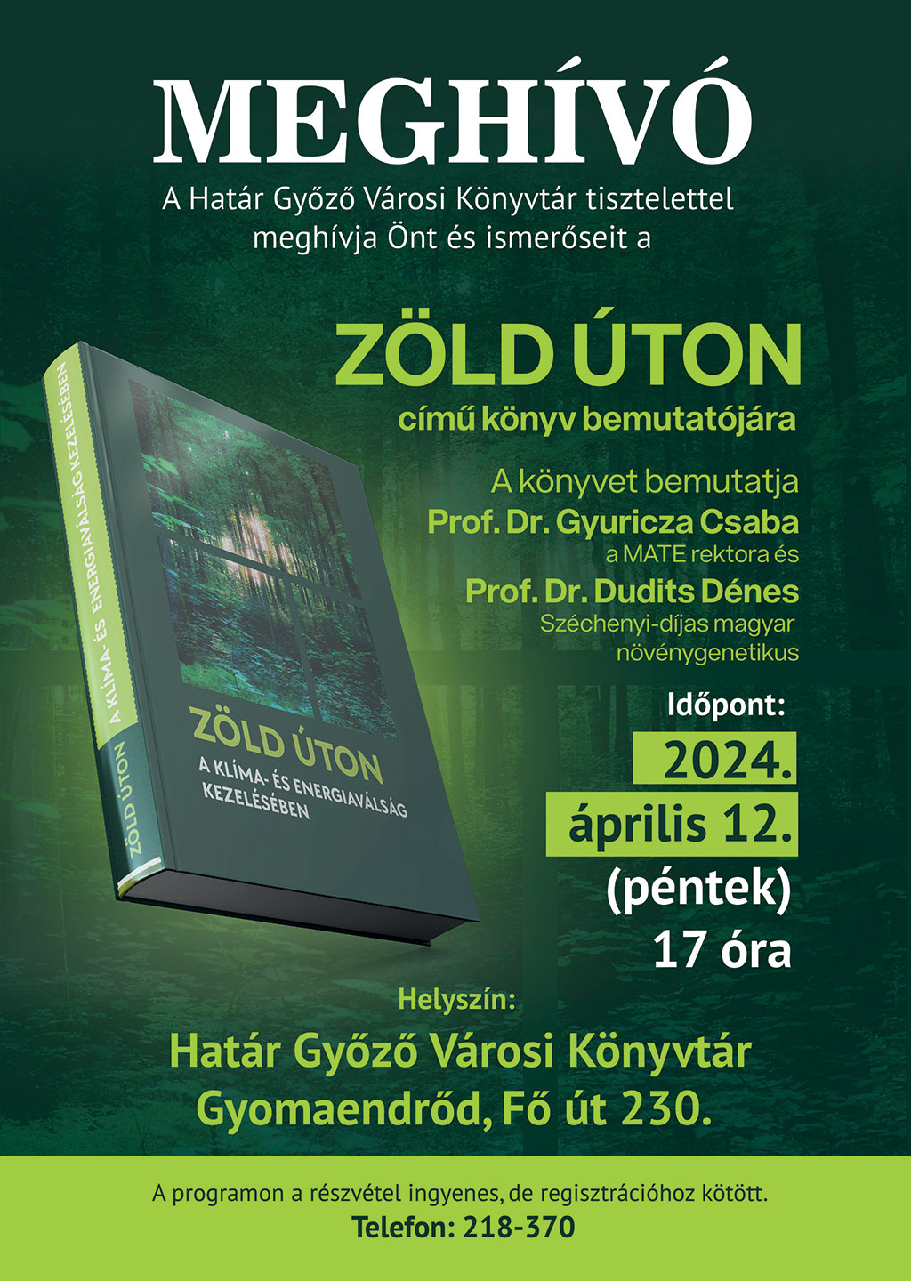 Zöld úton - A klíma- és energiaválság kezelésében című könyv bemutatója
