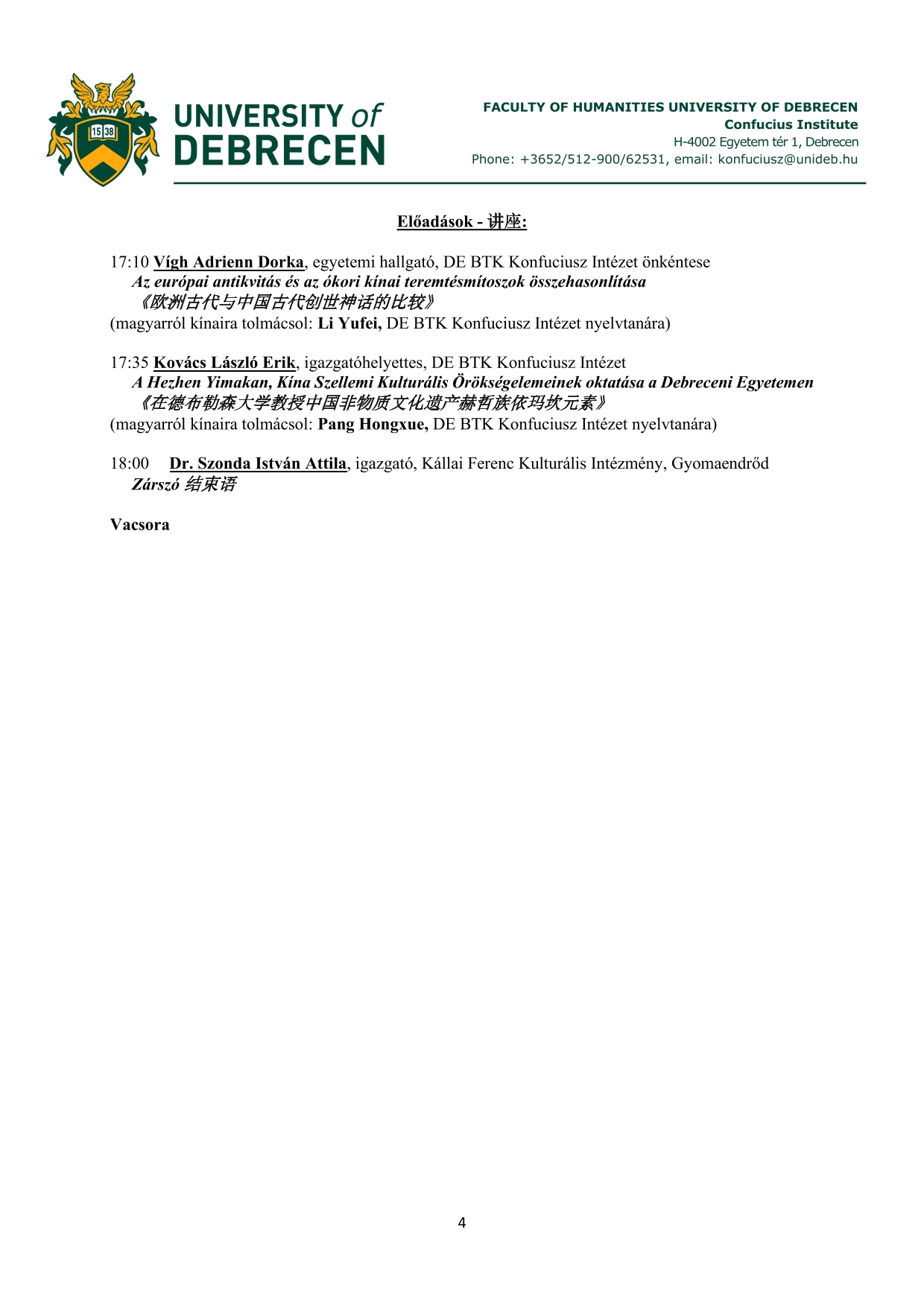 Konfúciusz Intézet Konferenciája