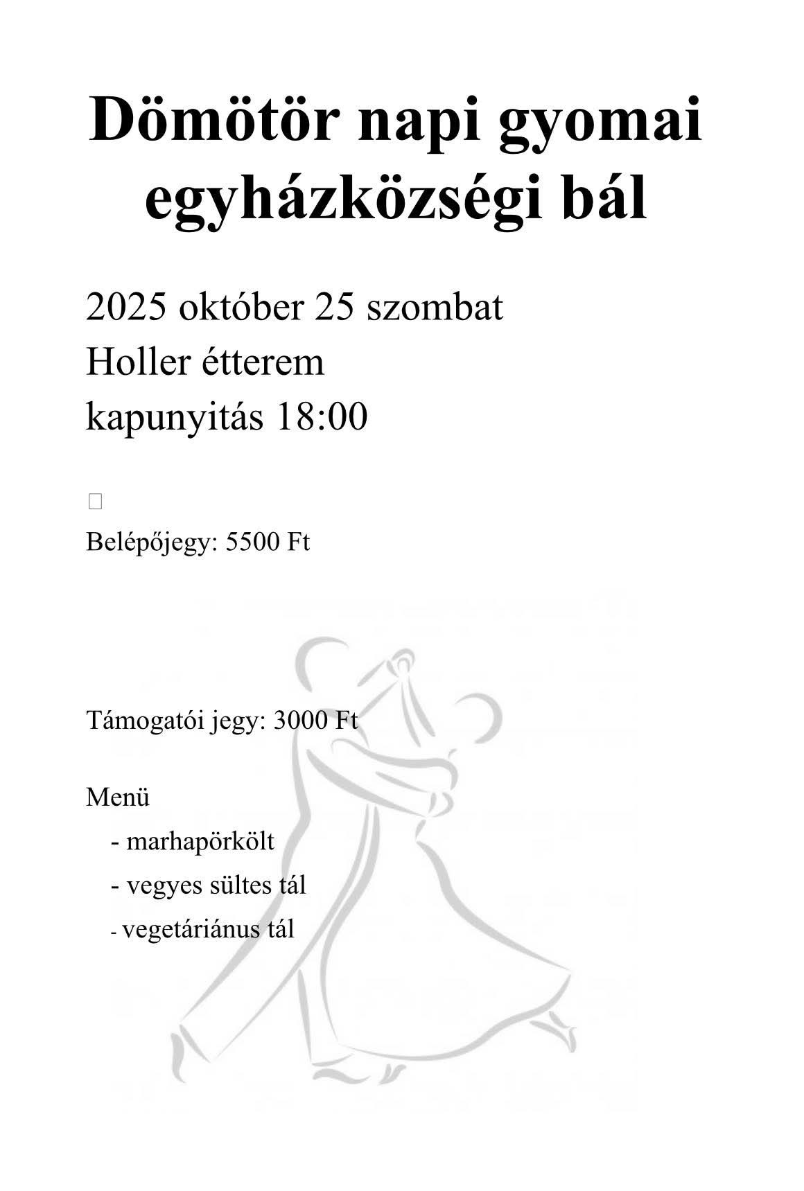 Dömötör napi gyomai egyházközségi bál