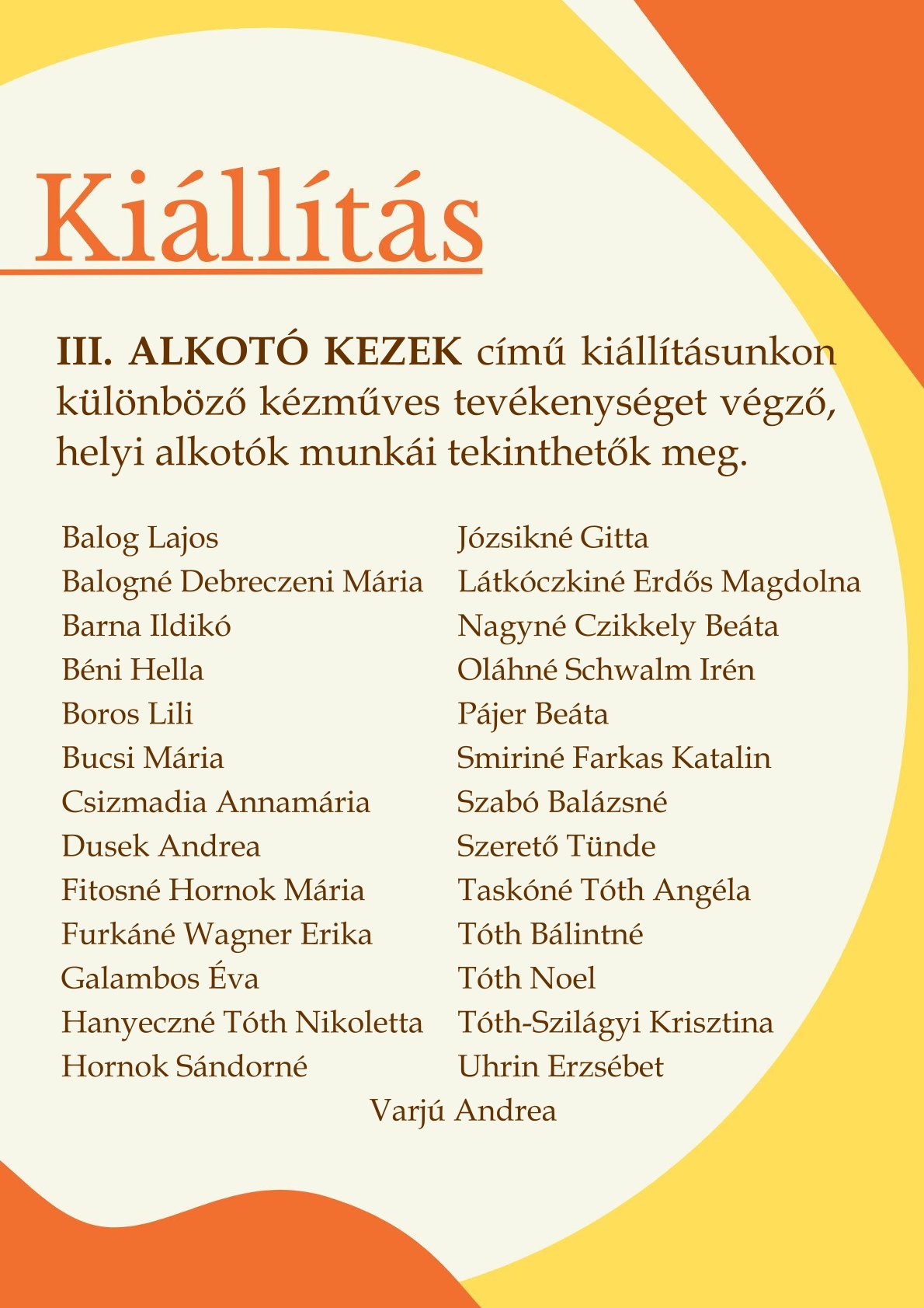 III. Alkotó kezek kiállítás