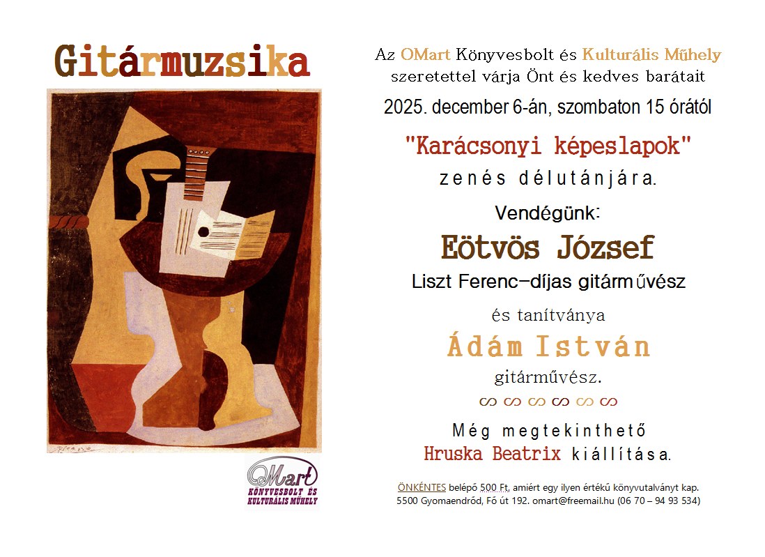 "Karácsonyi képeslapok" zenés délután - Eötvös József gitárművész koncertje