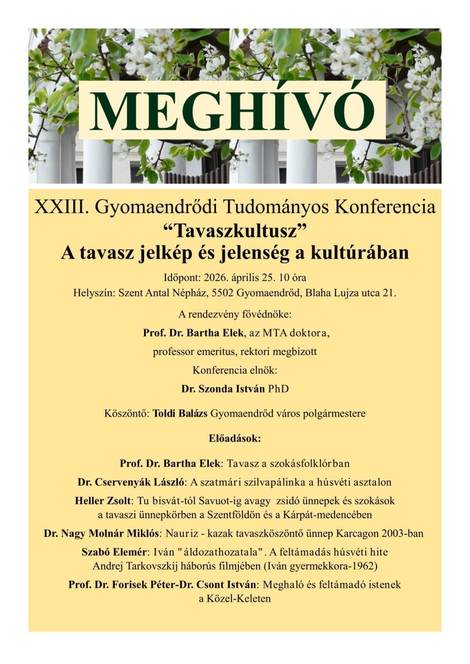XXIII. Gyomaendrődi Néprajzi Konferencia