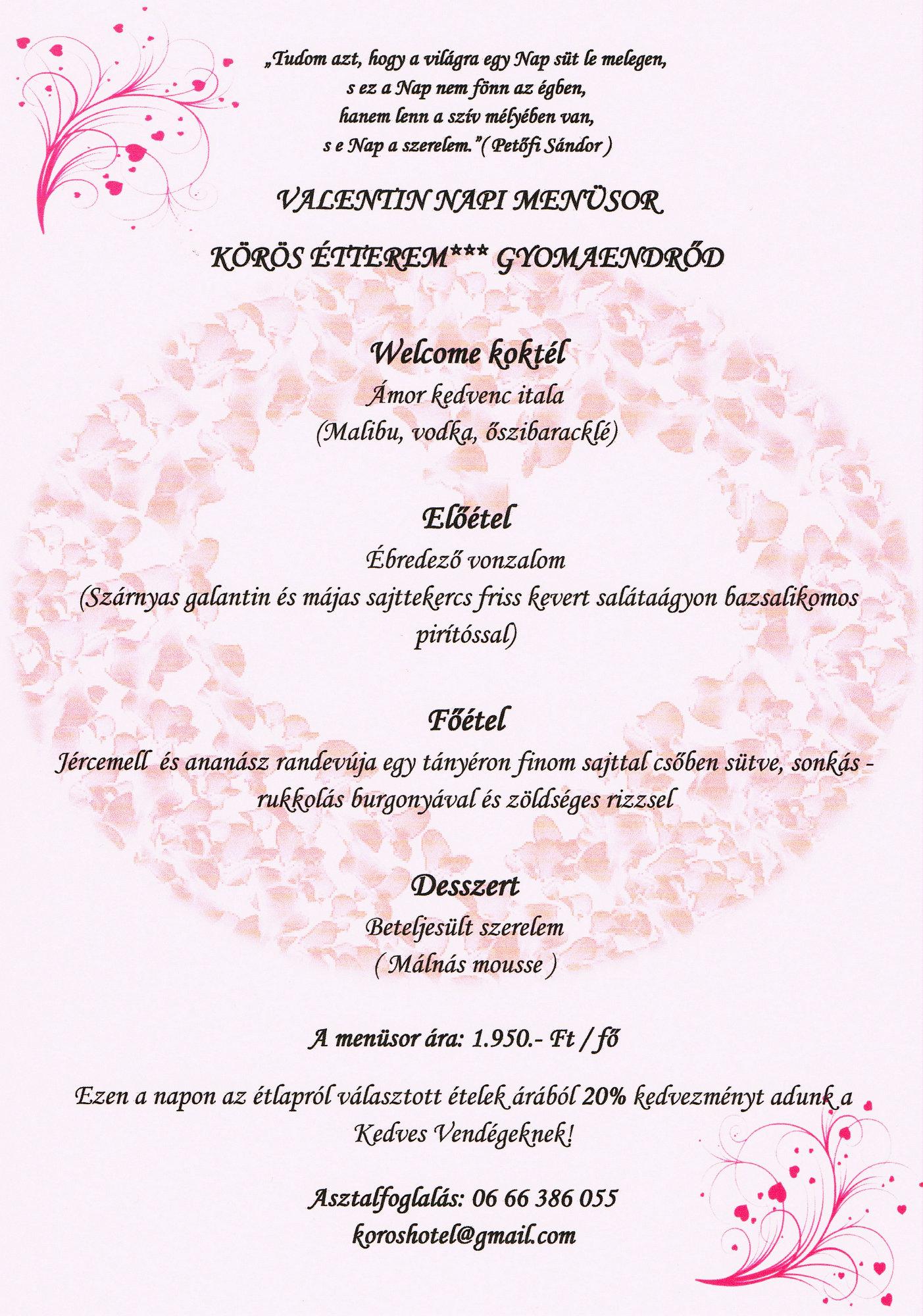 Valentin Nap a Körös Étteremben!