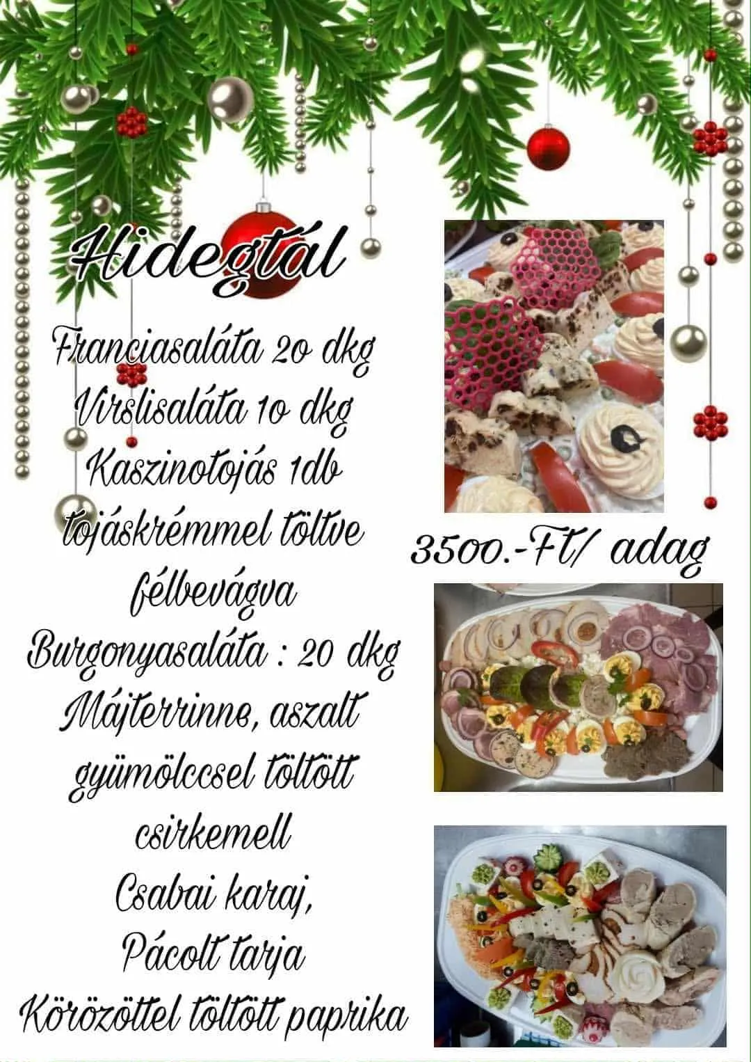 Dreher Söröző, Étterem ünnepi kínálata