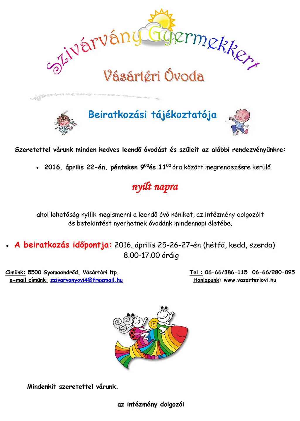 Beiratkozási tájékoztató