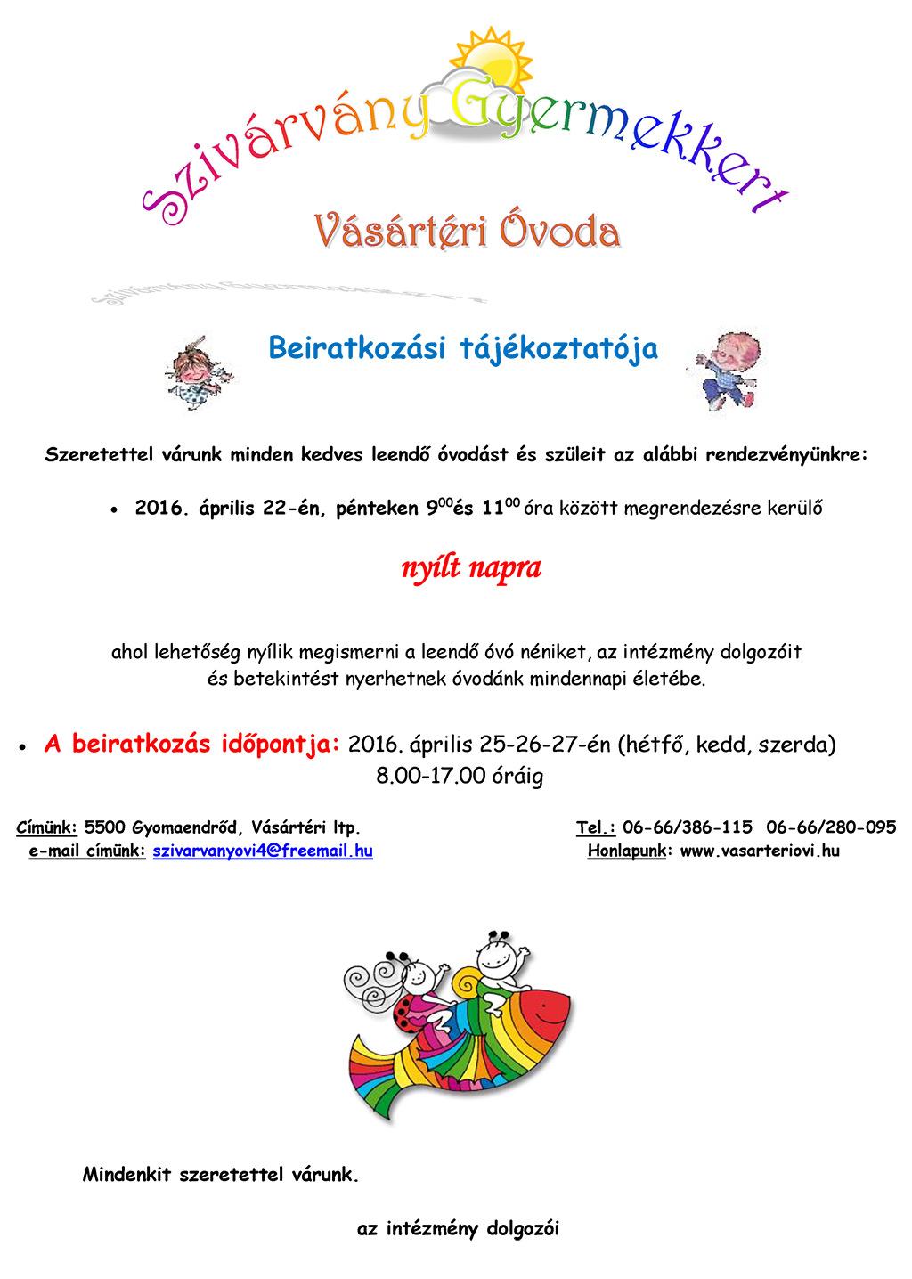 Beiratkozási tájékoztató