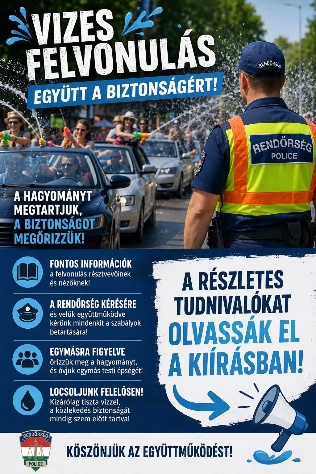 Figyelemfelhívás - A városi vizes felvonulás résztvevői részére!