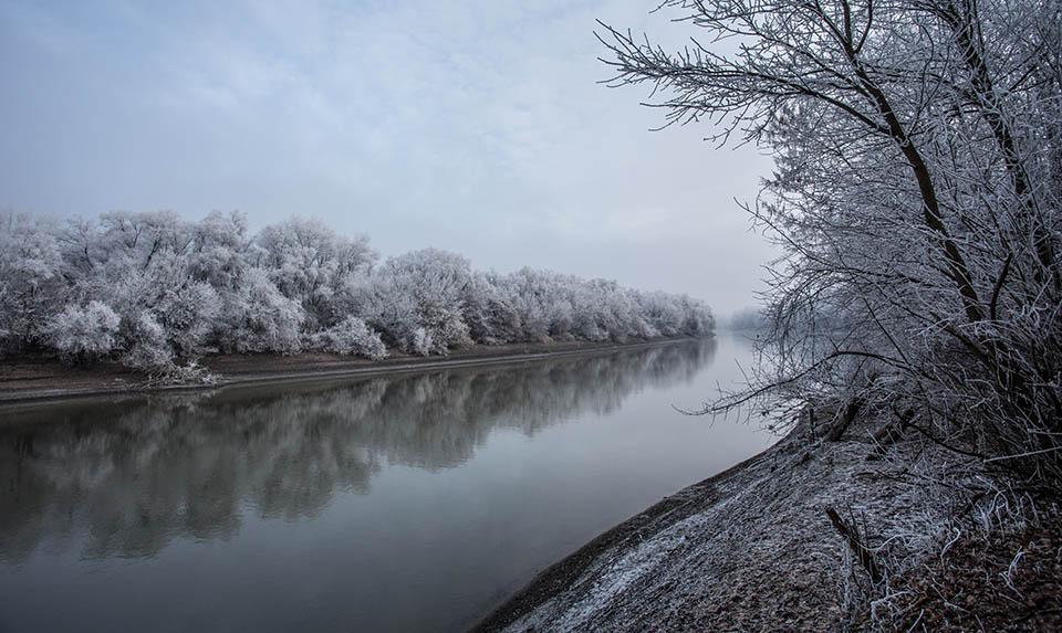 Winter scenery of Gyomaendrőd, Hungary