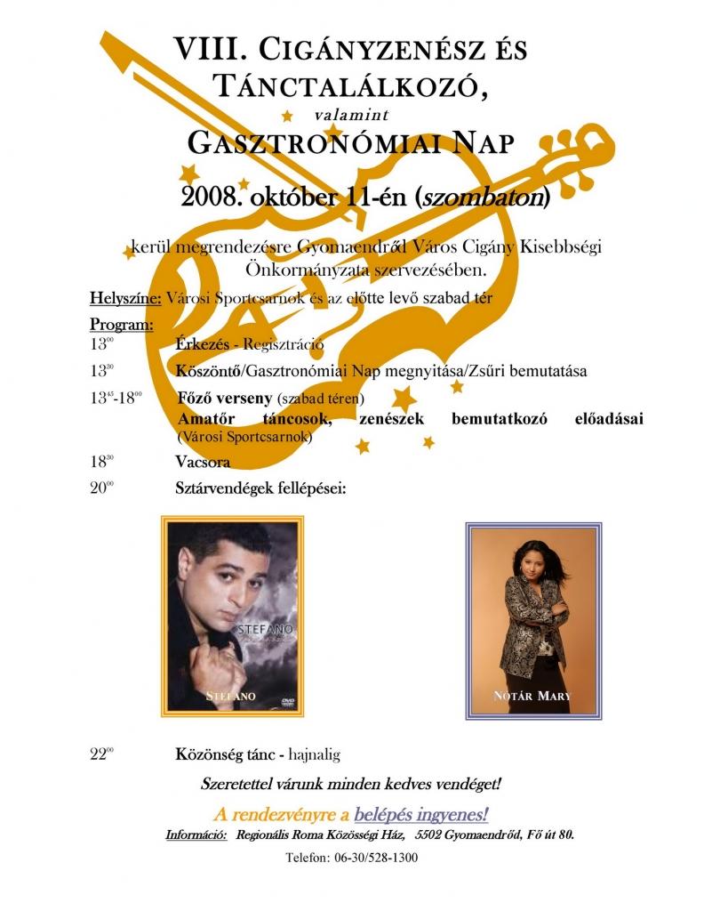 VIII. Cigányzenész Találkozó, valamint Gasztronómiai nap