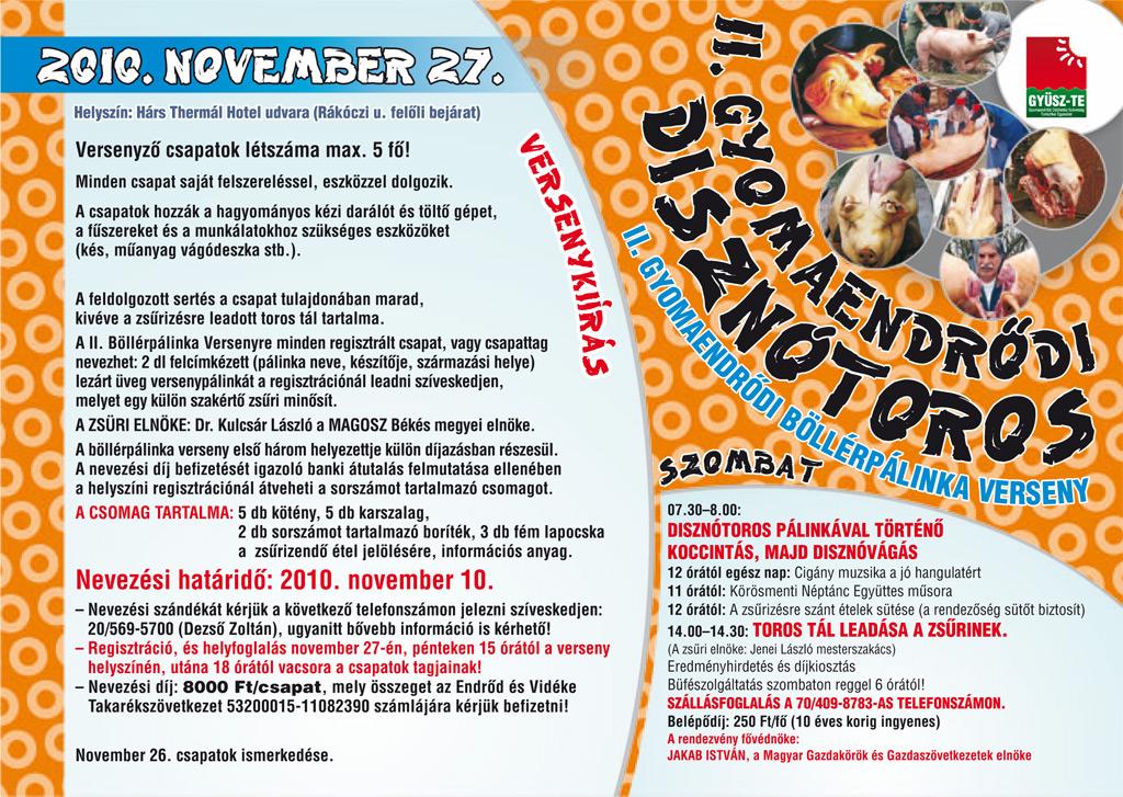 II. Gyomaendrődi Disznótoros és Böllérpálinka Verseny