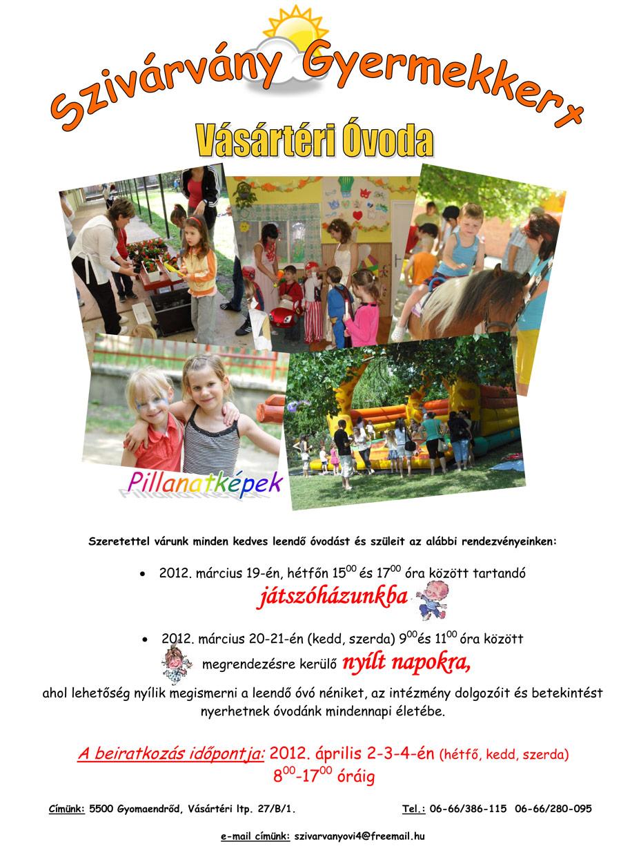 Játszóház és nyílt napok a Vásártéri Óvodában