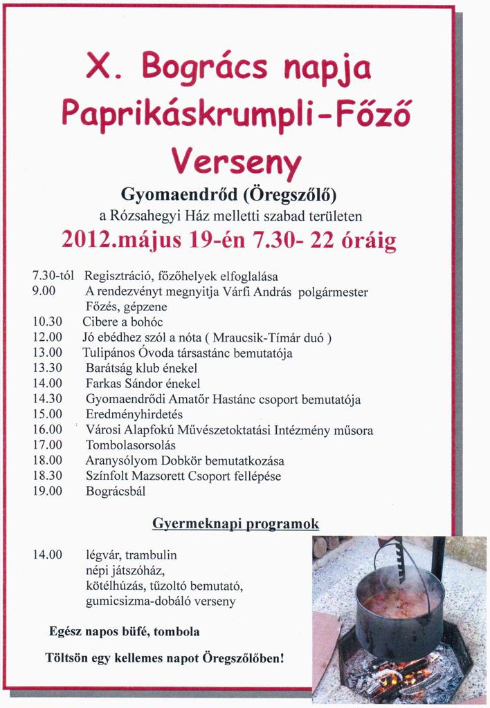 X. "Bogrács (Cauldron) Day" Potato Paprikash Cooking Competition