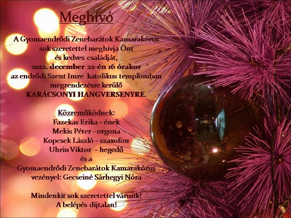 Gyomaendrődi Zenebarátok Kamarakórus Karácsonyi hangversenye