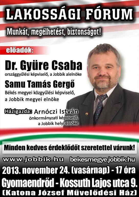 Lakossági fórum Dr. Gyüre Csabával