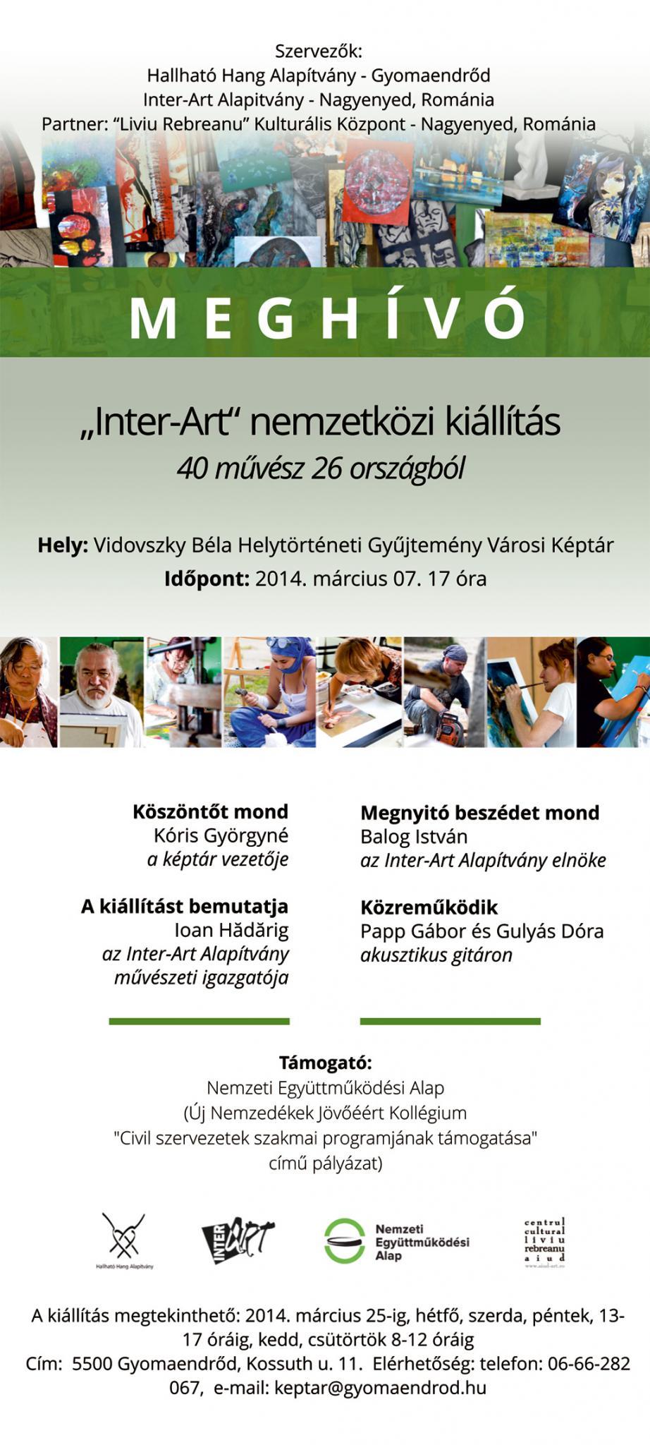 "Inter-Art" nemzetközi Kiállítás 40 művész 26 országból