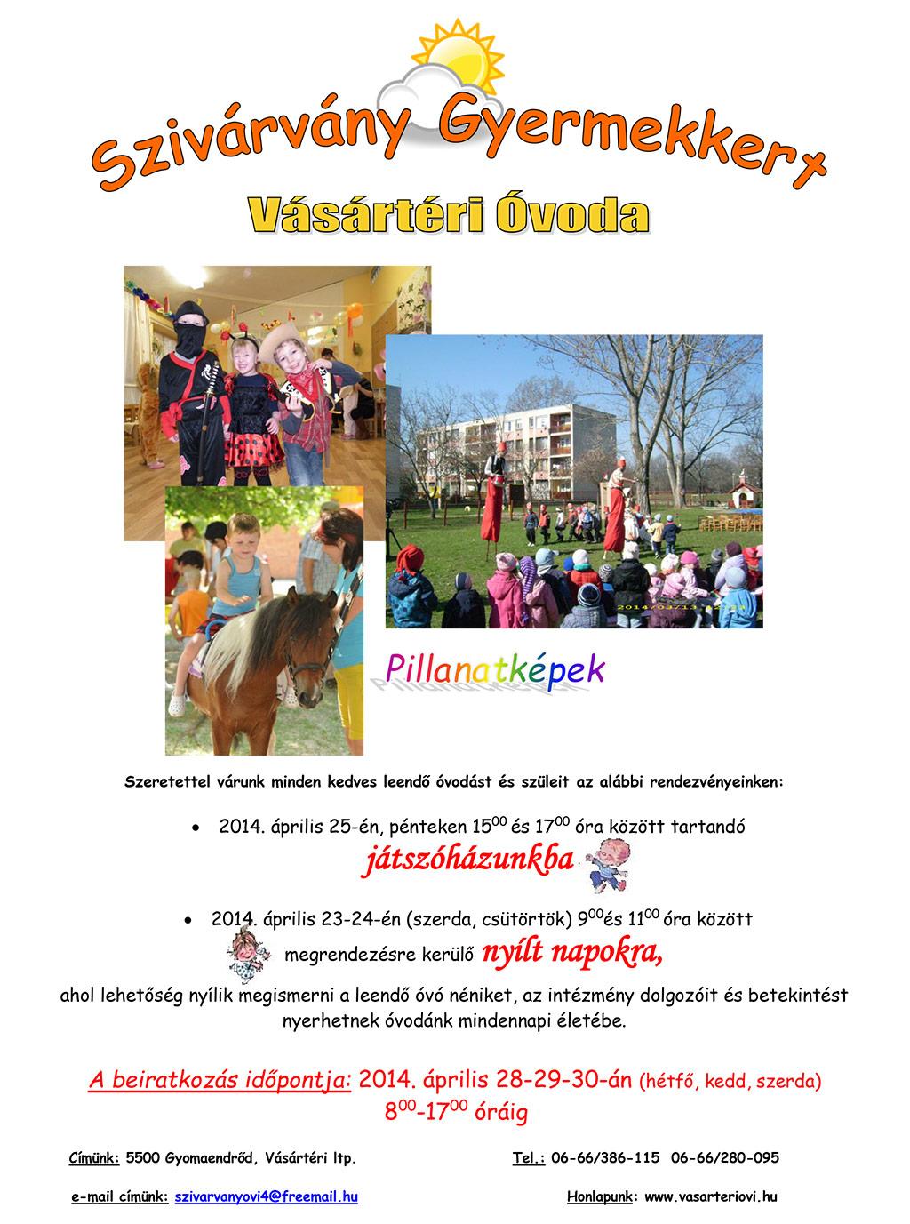 Játszóház és nyílt napok a Vásártéri Óvodában