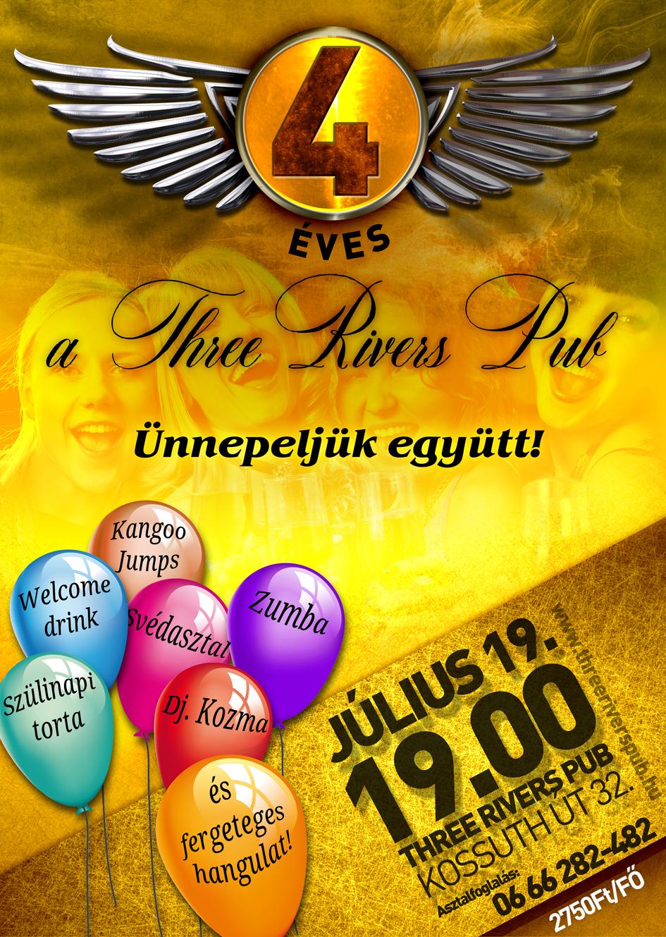 4 Éves a Three Rivers Pub