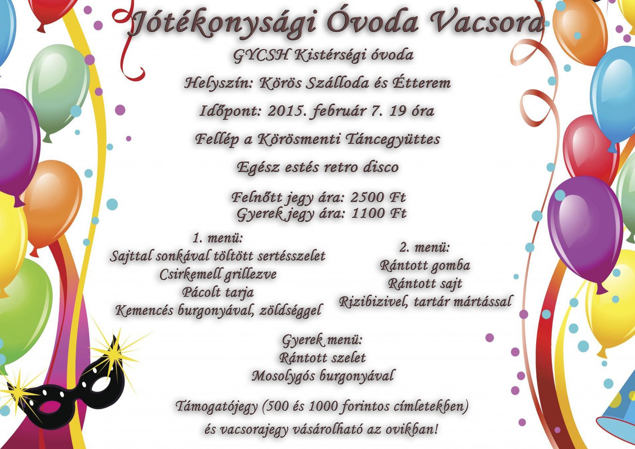 GYCSH Kistérségi Óvoda jótékonysági vacsorája