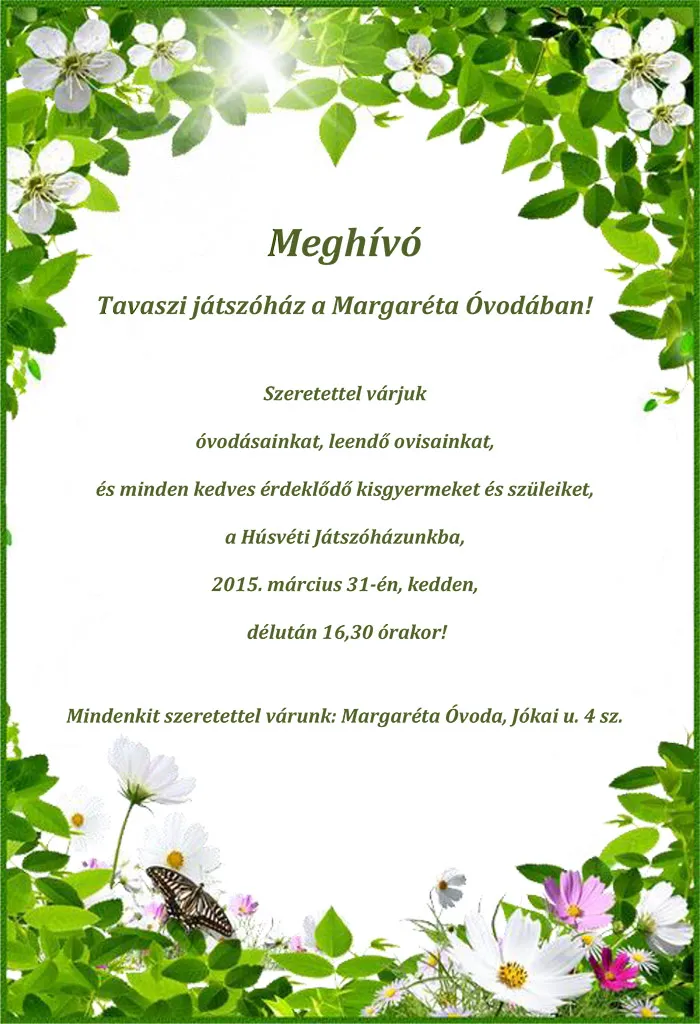 Tavaszi játszóház a Margaréta Óvodában