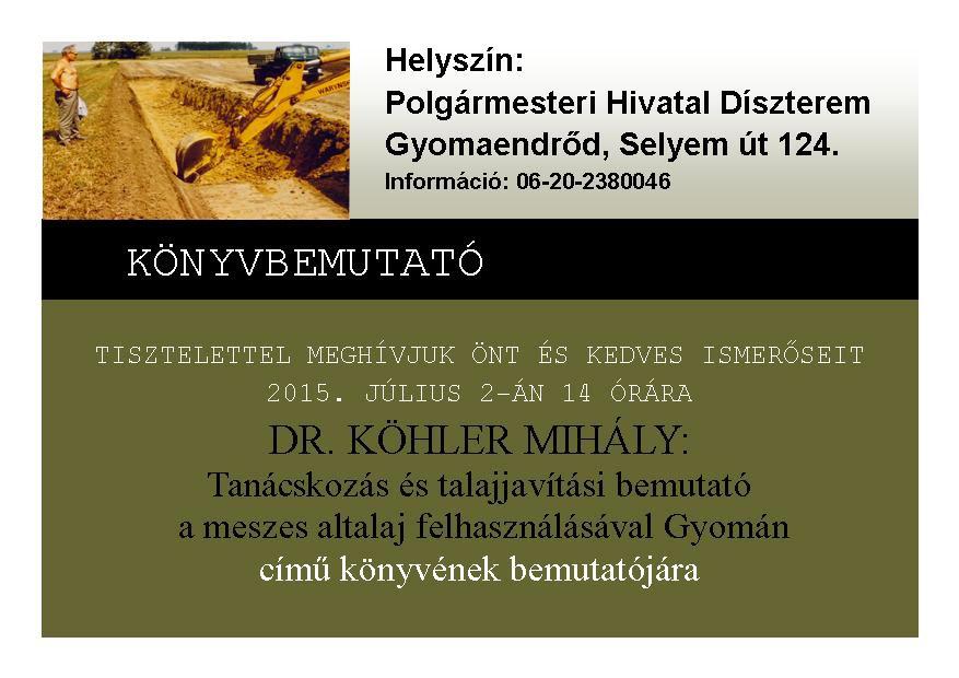 Dr. Köhler Mihály könyvbemutatója