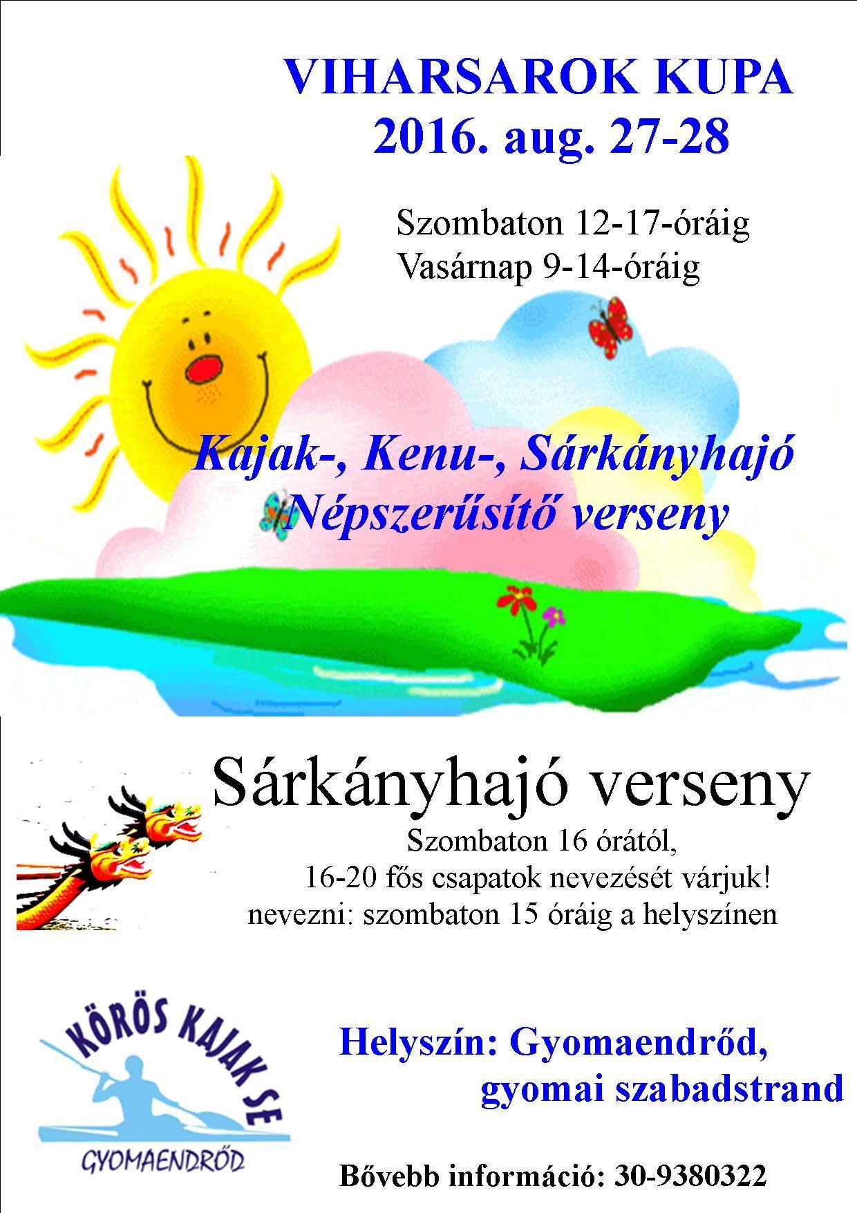 Viharsarok Kupa, kajak, kenu, sárkányhajó népszerűsítő verseny