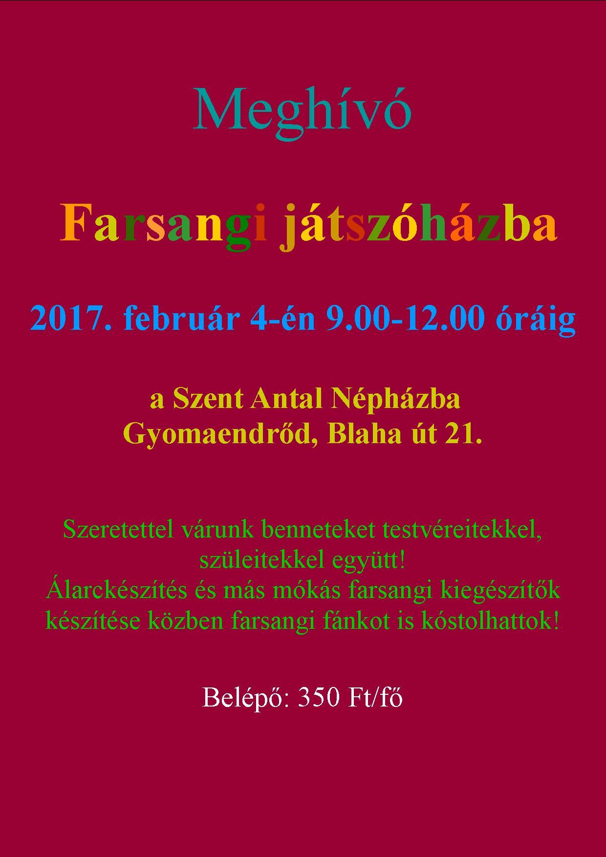 Farsangi játszóház