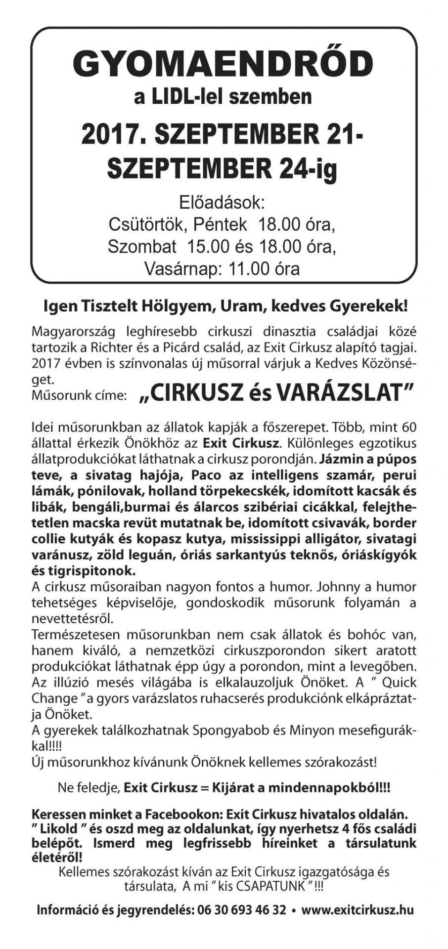 „Cirkusz és Varázslat” - Exit Cirkusz