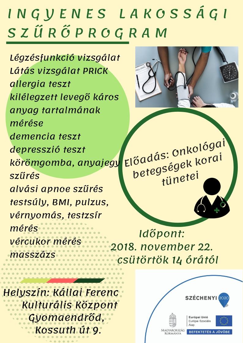 Ingyenes lakossági szűrőprogram