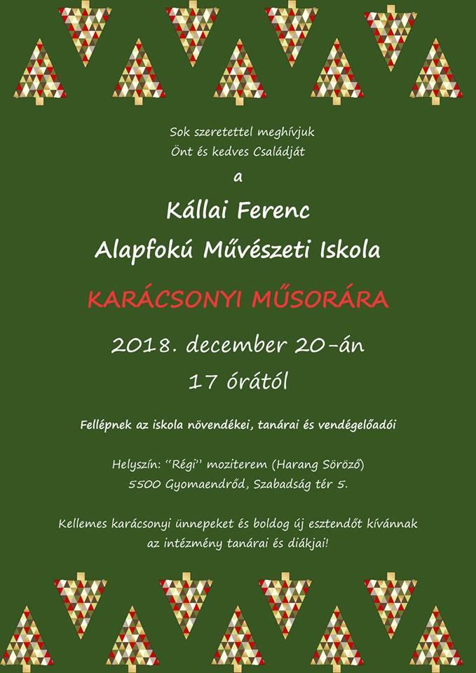 Kállai Ferenc Alapfokú Művészeti Iskola karácsonyi műsora