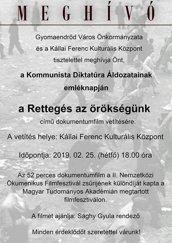 "Rettegés az örökségünk" című dokumentumfilm vetítés