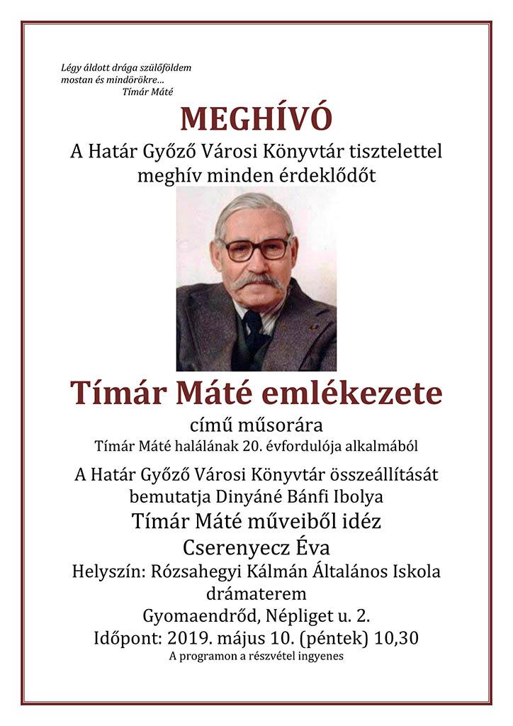 Tímár Máté emlékezete című előadás