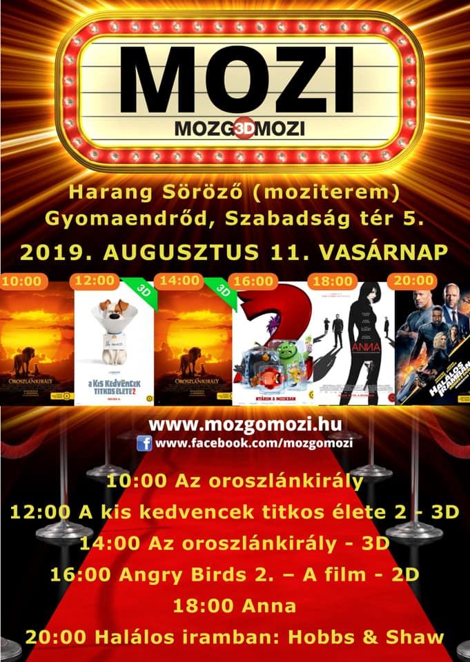 Mozgó(3D)Mozi - 2019 augusztus