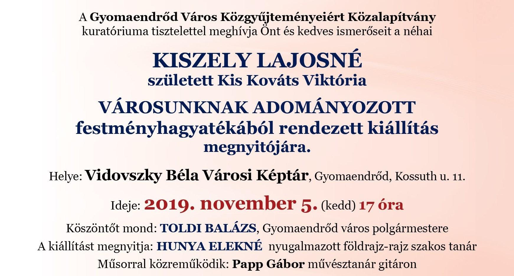 "Hazatértünk" - gyomaendrődi kötődésű képzőművészeti kiállítás sorozat 5. rendezvény