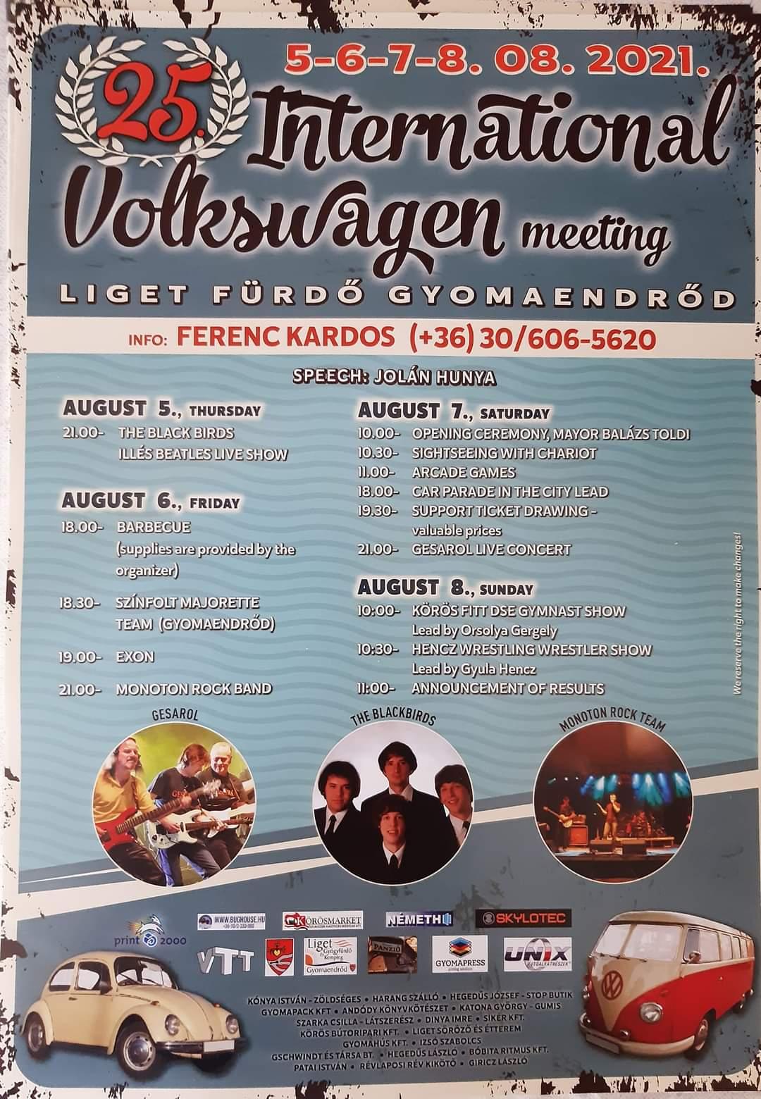 XXV. Nemzetközi Volkswagen "BOGÁR" Találkozó és Busz Party XXV. Nemzetközi Volkswagen "BOGÁR" Találkozó és Busz Party