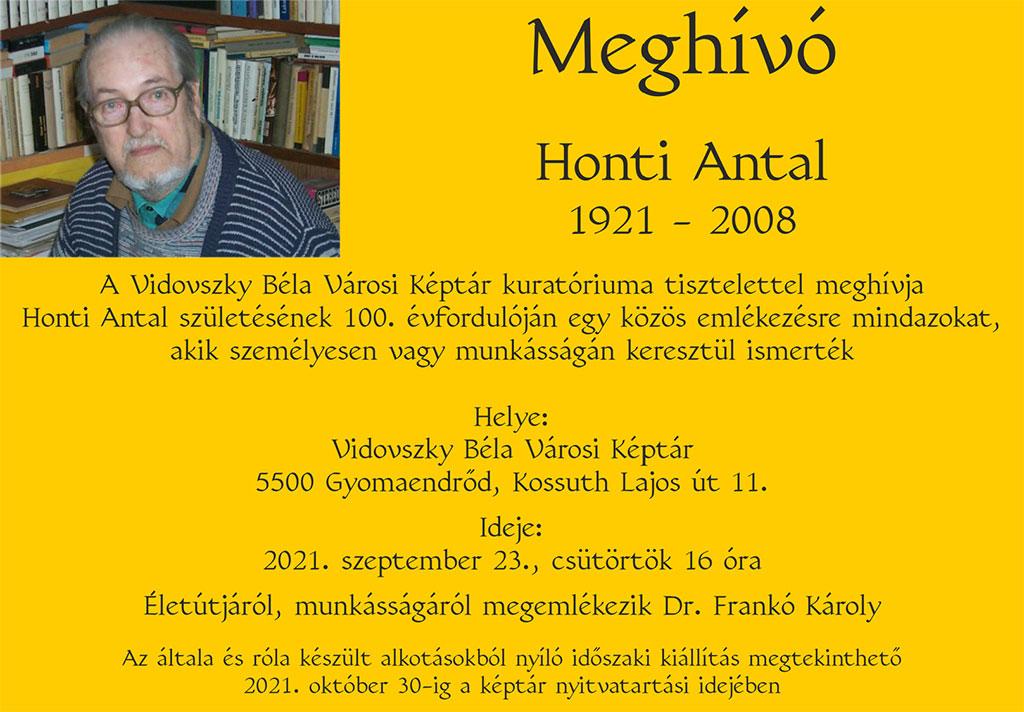 Megemlékezés Honti Antal születésének 100. évfordulóján