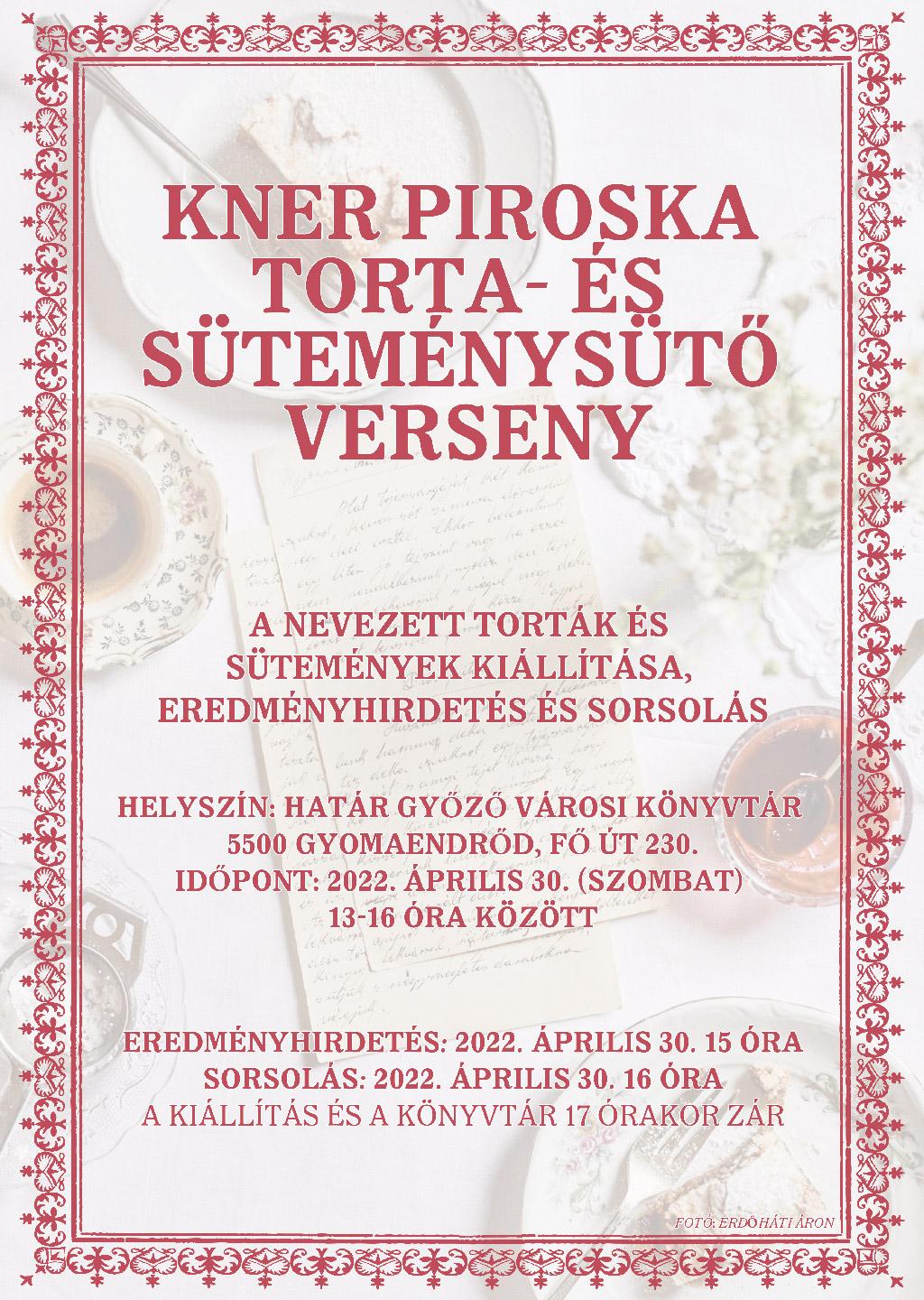 Kner Piroska Torta- és Süteménysütő verseny kiállítás