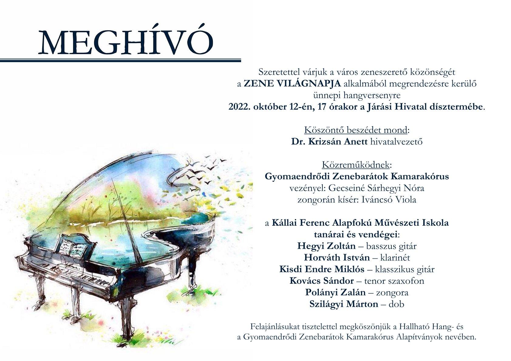 Ünnepi hangverseny a Zene világnapja alkalmából