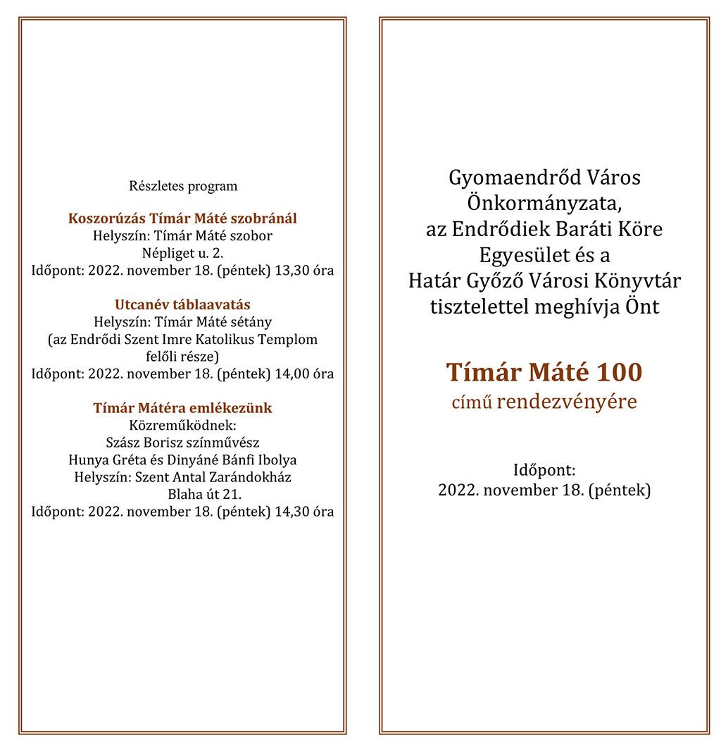 Tímár Máté 100