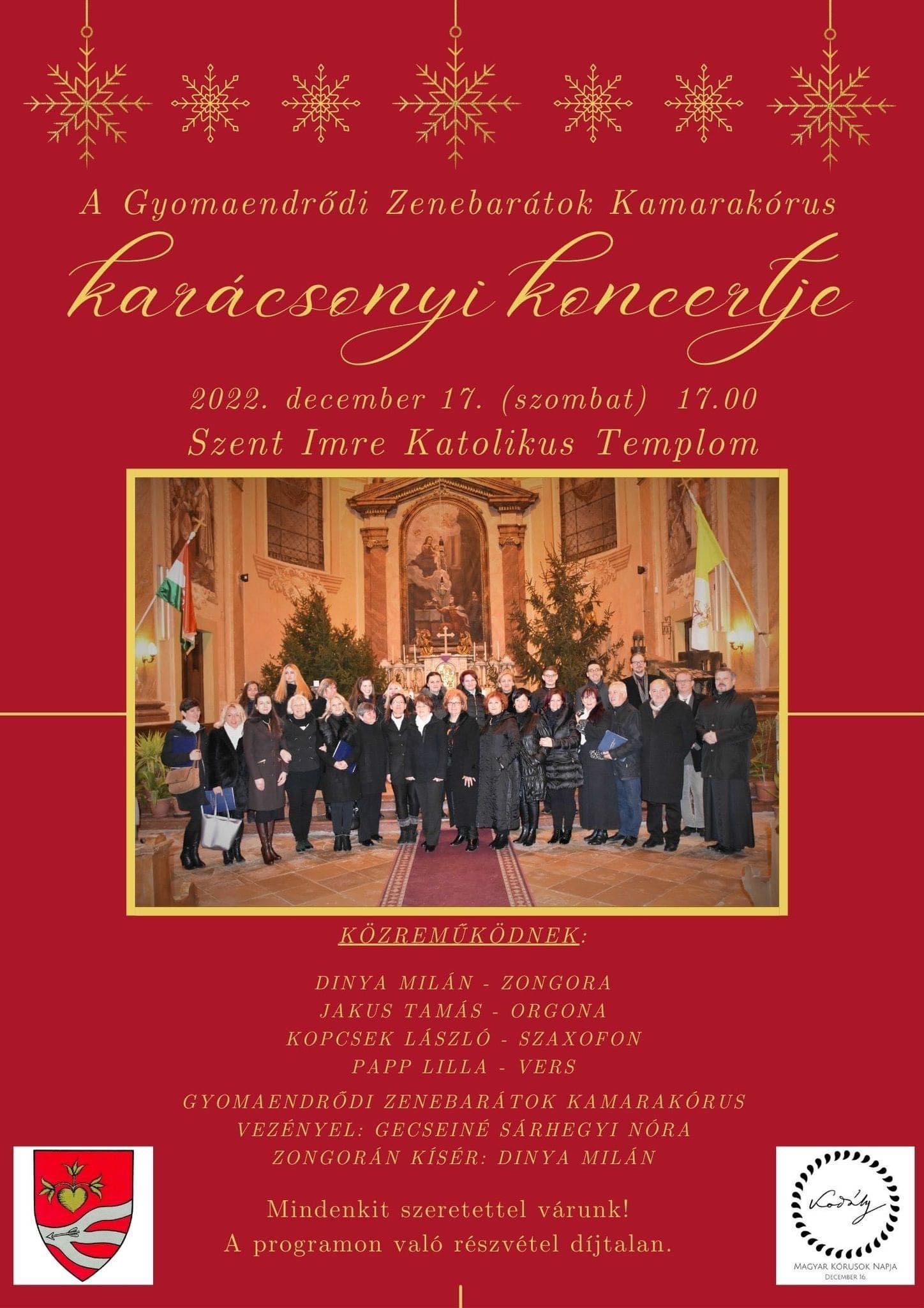 A Gyomaendrődi Zenebarátok Kamarakórus karácsonyi koncertje