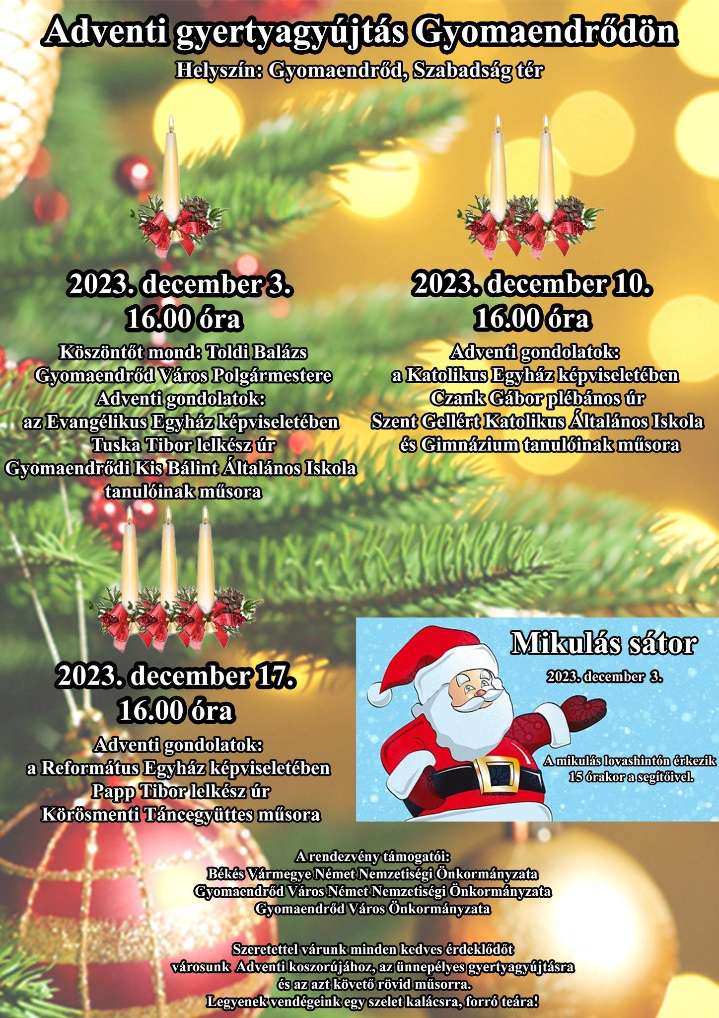 Adventi gyertyagyújtás a városban Adventi gyertyagyújtás a városban