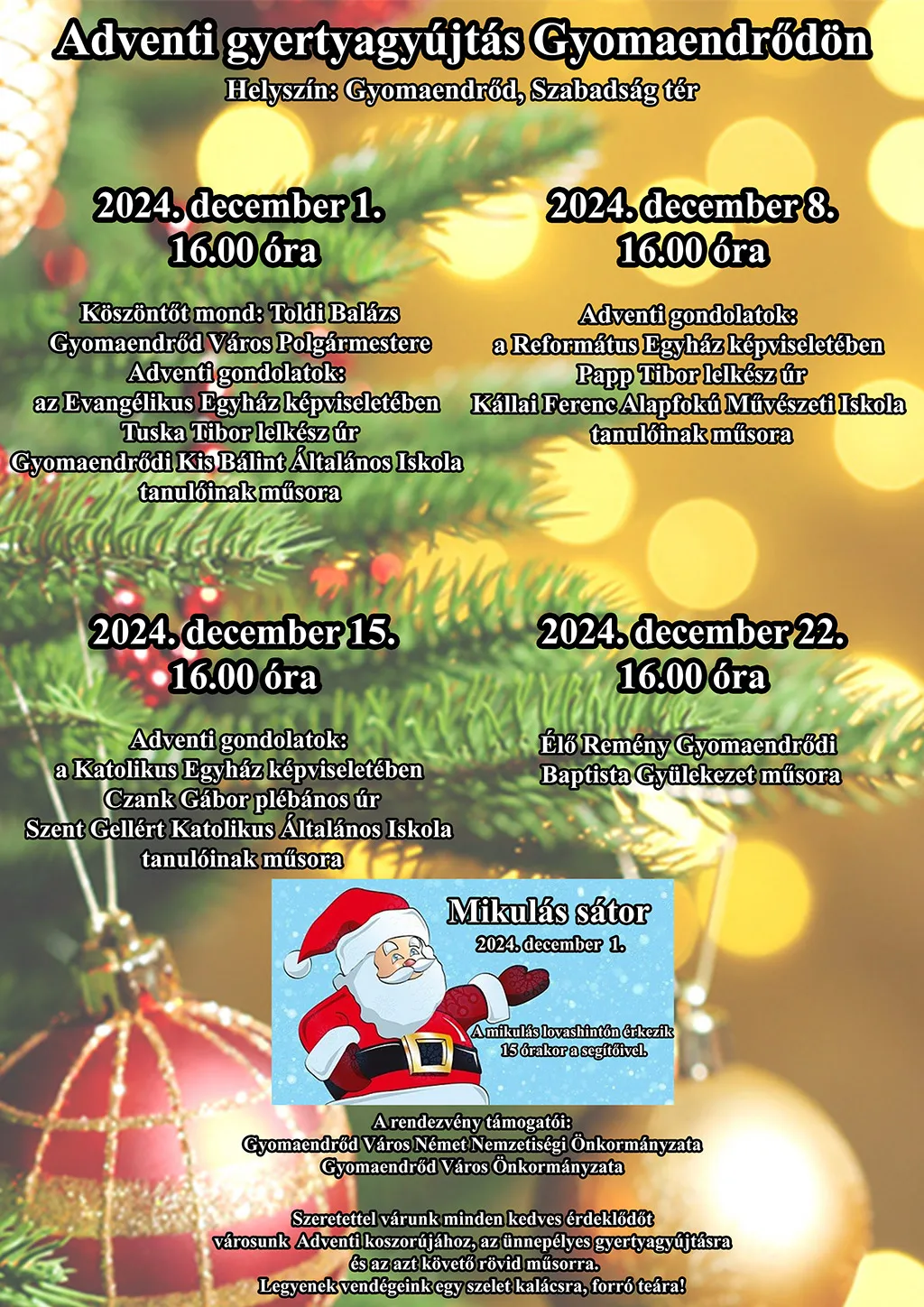 Adventi gyertyagyújtás a városban