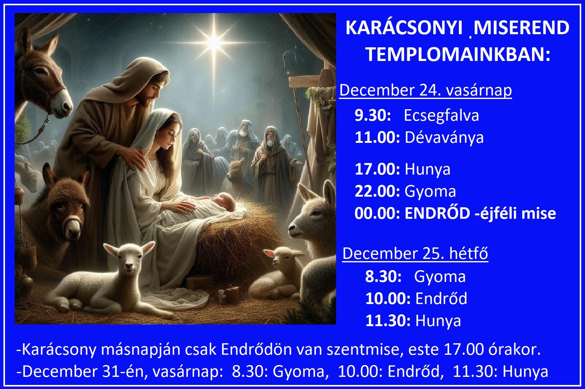 Szent Imre Katolikus Templom ünnepi miserend