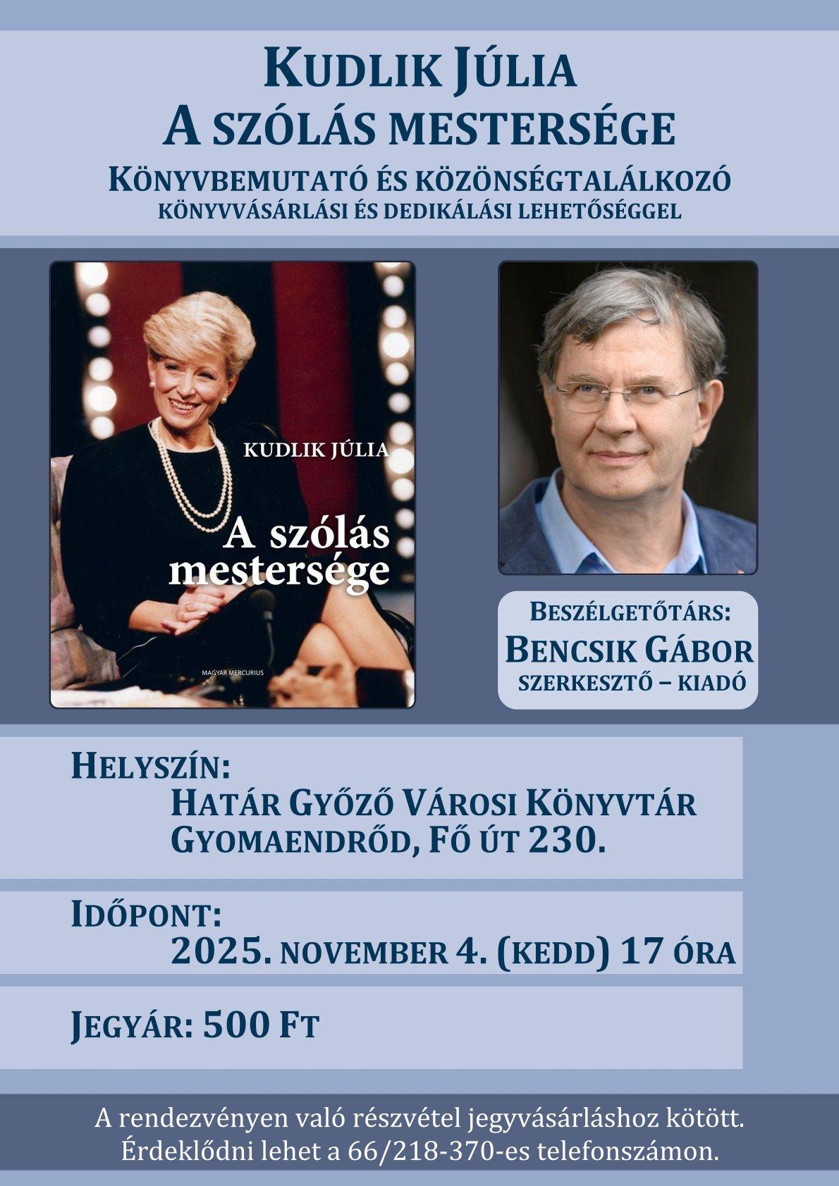 Kudlik Júlia: A szólás mestersége Kudlik Júlia: A szólás mestersége