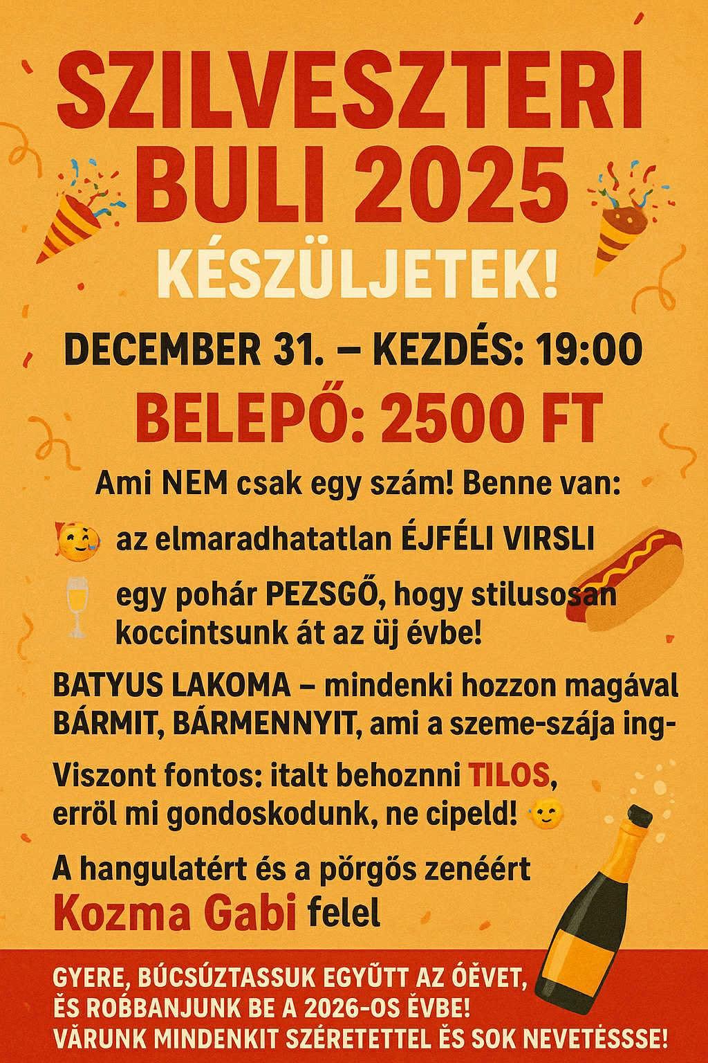 Szilveszteri Buli a Vadász Sörözőben!
