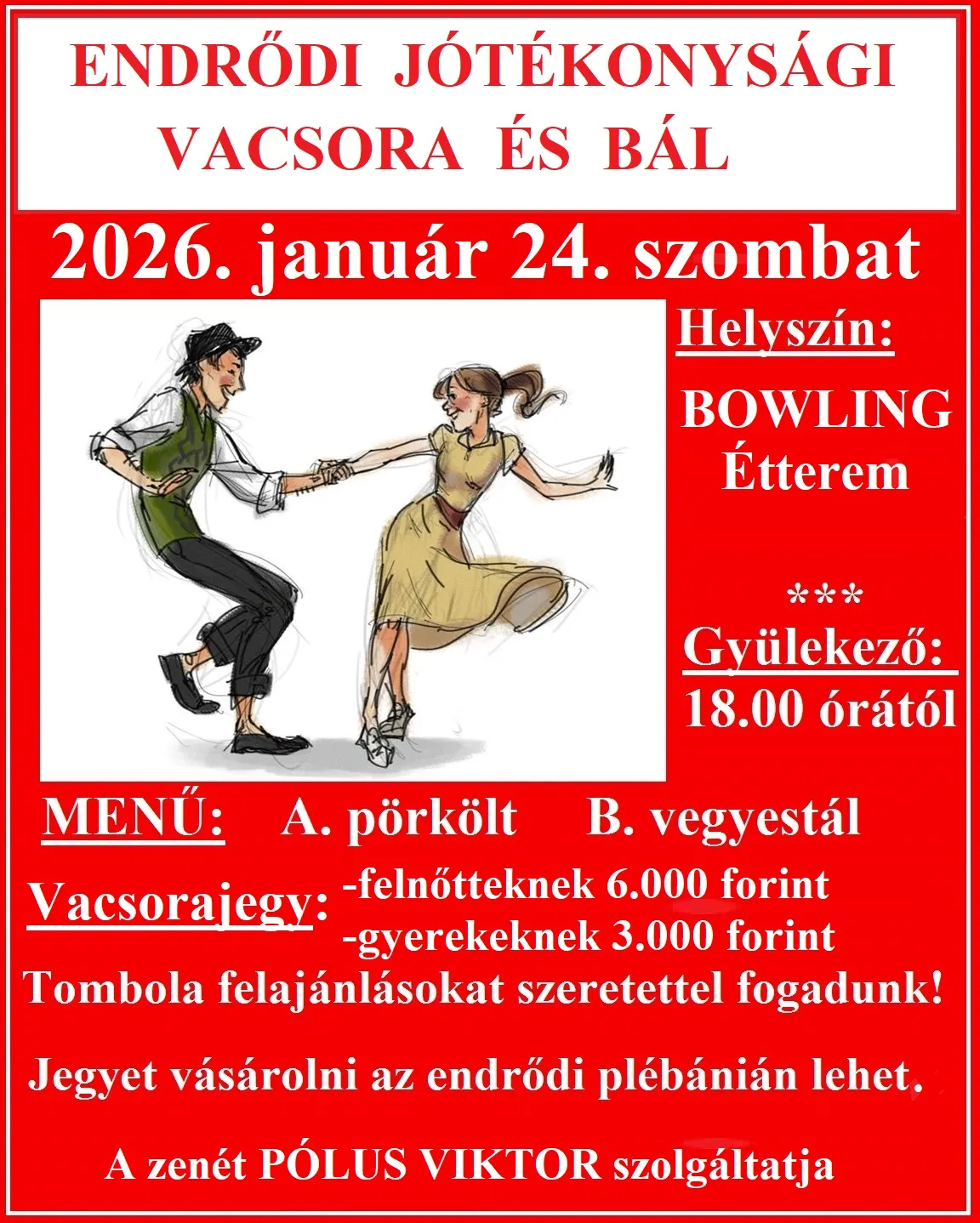 Endrődi Egyházi jótékonysági vacsora és bál