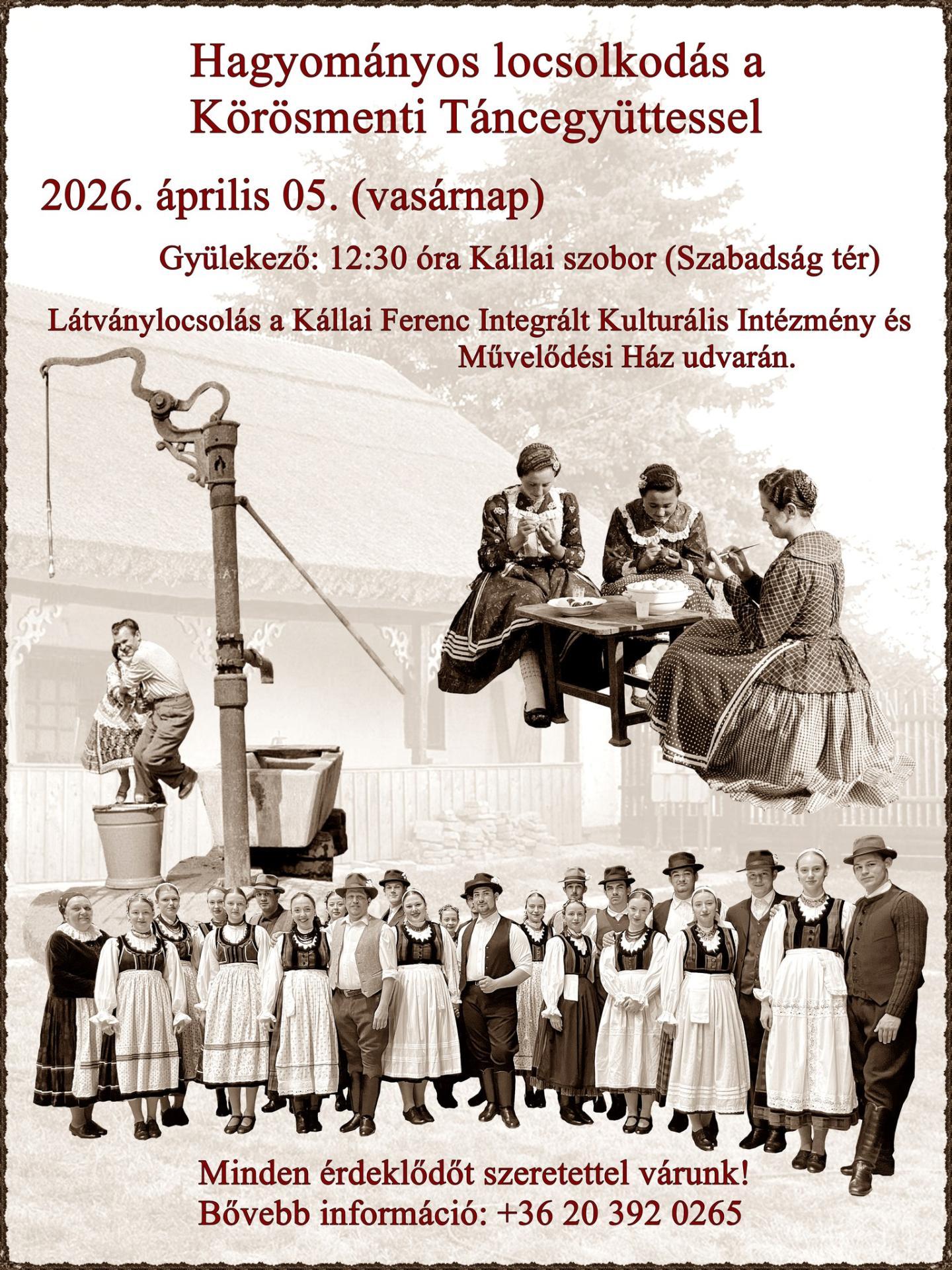 Hagyományos locsolkodás a Körösmenti Táncegyüttessel