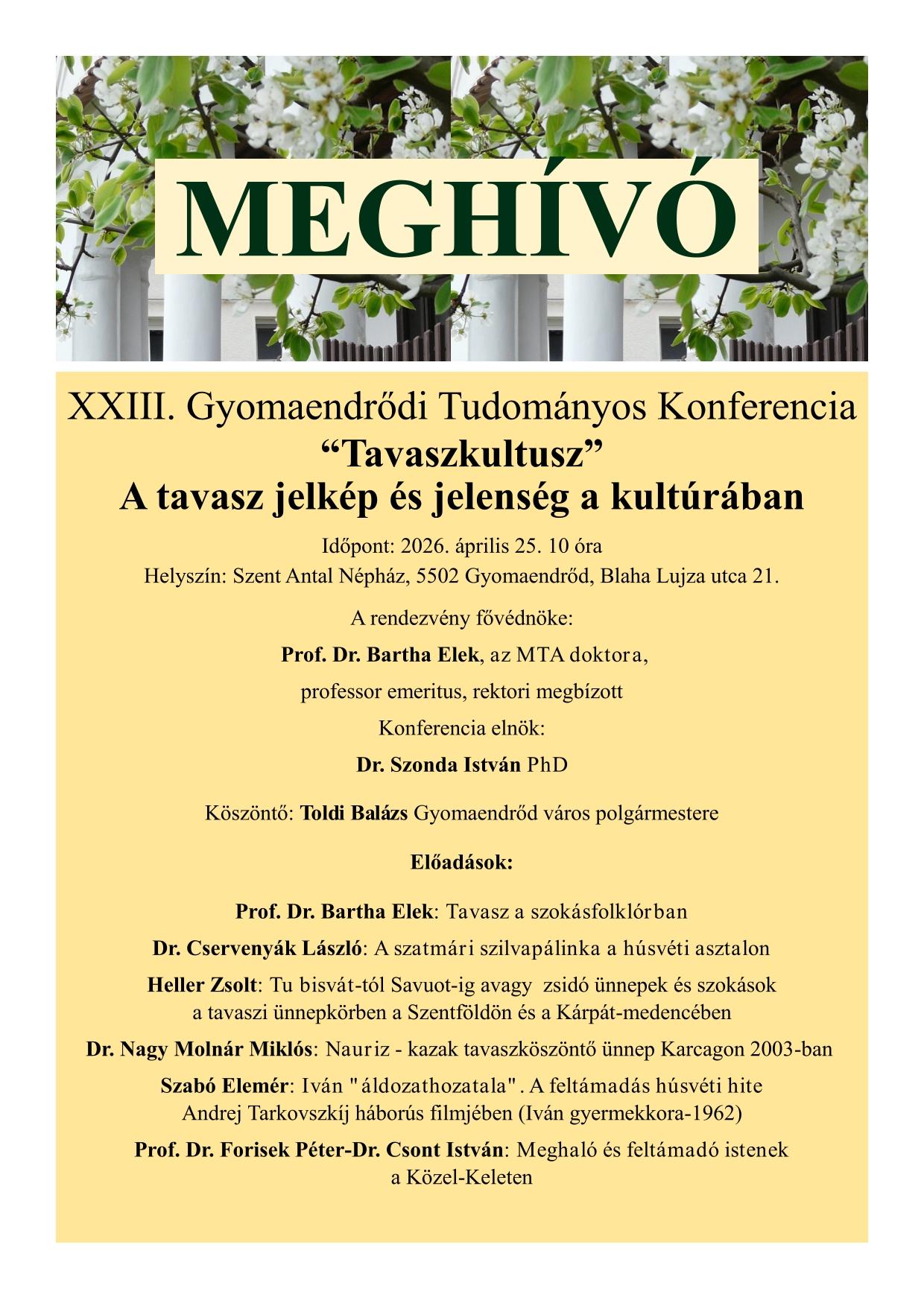 XXIII. Gyomaendrődi Néprajzi Konferencia