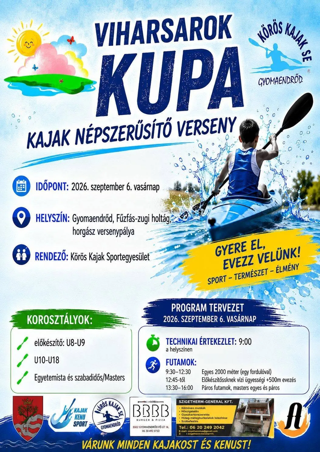 Viharsarok Kupa, Kajak-Kenu Népszerűsítő Verseny 2026