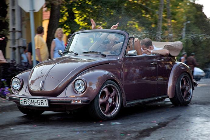 A flood of Volkswagen Beetles in Gyomaendrőd