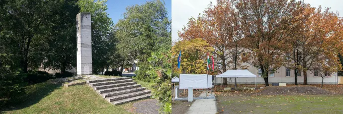 Emlékteret avattak október 23-án Gyomaendrődön - (A képen: A Wodianer Albert tér 2008-ban és 2017-ben)